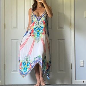 Colorful handkerchief hem dress
